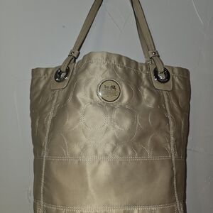 Coach Beige Quilted Tote Bag